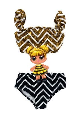 Kız Çocuk Siyah Sarı Mayokini Lol Bebek Zebra Temalı Kol Fırfırlı Son Sezon Kostüm Mayo lolbeachwear