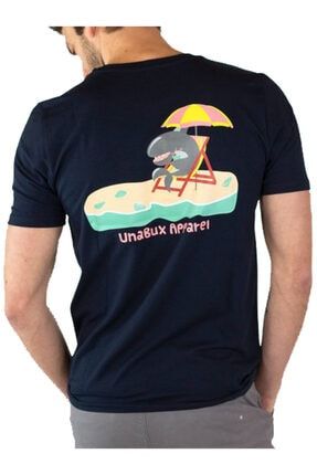Unisex Lacivert Baskılı Organik Pamuk T-shirt erkektshirt