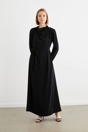Kadın Siyah Zarif Krep Elbise TD21Y31033015