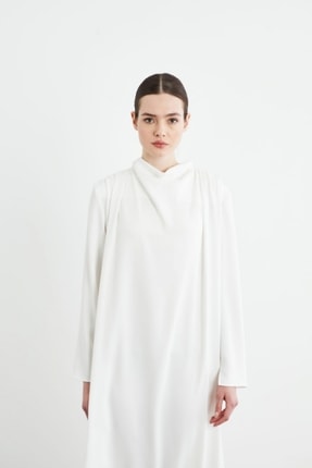 Kadın Beyaz Zarif Krep Elbise TD21Y31033015