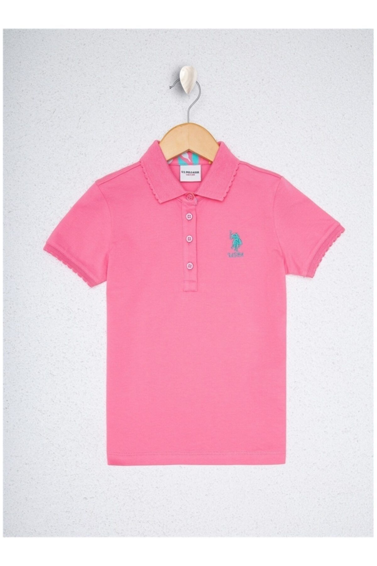 تیشرت دخترانه آستین کوتاه صورتی U.S. Polo Assn.