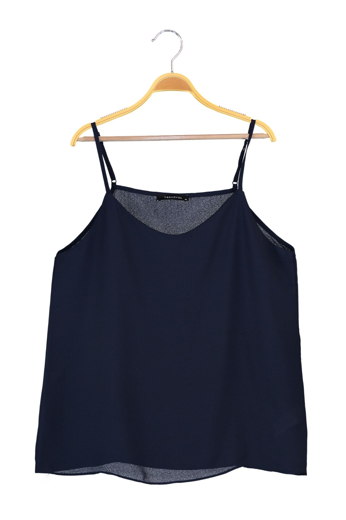 Trendyol Collection-Ciemnoniebieska podstawowa tkana bluzka na ramiączkach TWOSS19BB0224 7