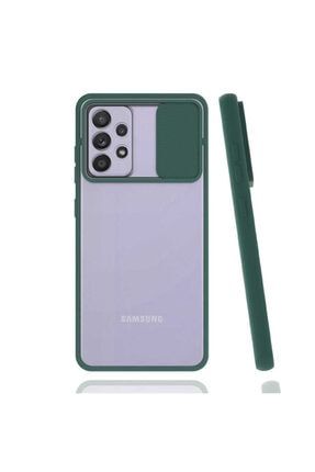 Samsung Galaxy A52/a52s Uyumlu Kamera Korumalı Kızaklı Mat Sert Kapak Silikon Kılıf Koyu Yeşil nzhteklkpk0355