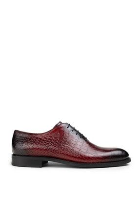 Erkek Bordo Kroko Klasik Ayakkabı 01830MLCVN01