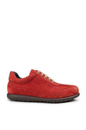 Erkek Kırmızı Hakiki Nubuk Casual Ayakkabı 01826MKHVC01