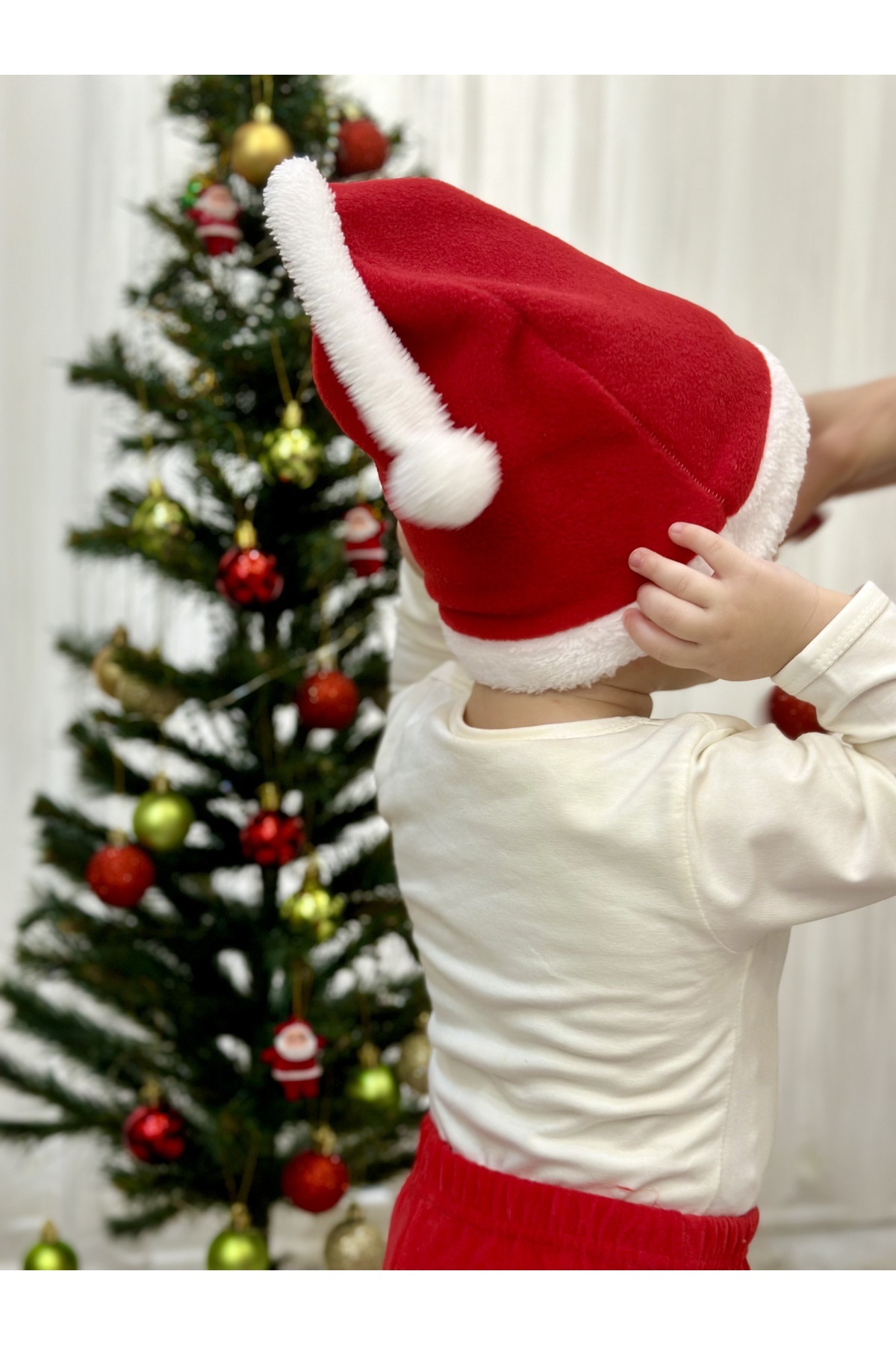 TD Collection Bebek Noel Şapkası - Yılbaşı Şapkası - Polar Yıl Başı Şapkası - Noel Baba Şapkası Bebek Ebat fotoğrafı 6 (önizleme)