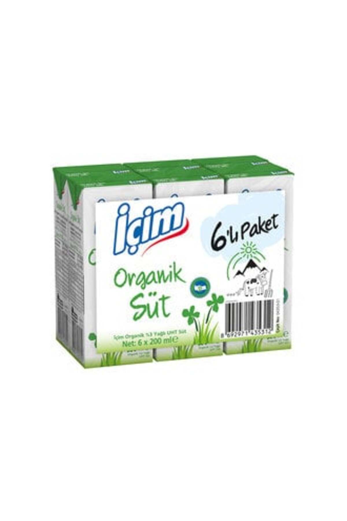 İçim ( CİNO ÇİKOLATA ) İçim Organik Süt 6X200 Ml ( 2 ADET )