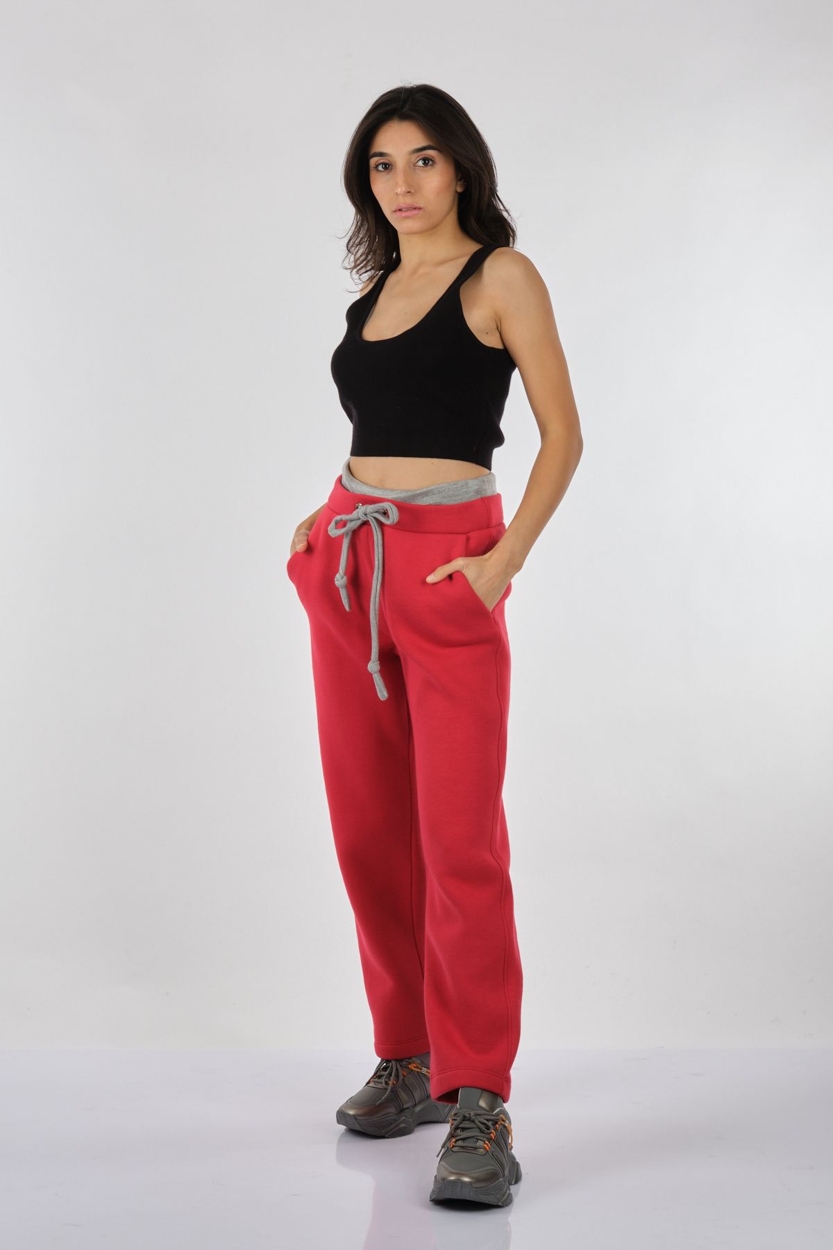 Red high deals waisted sweatpants