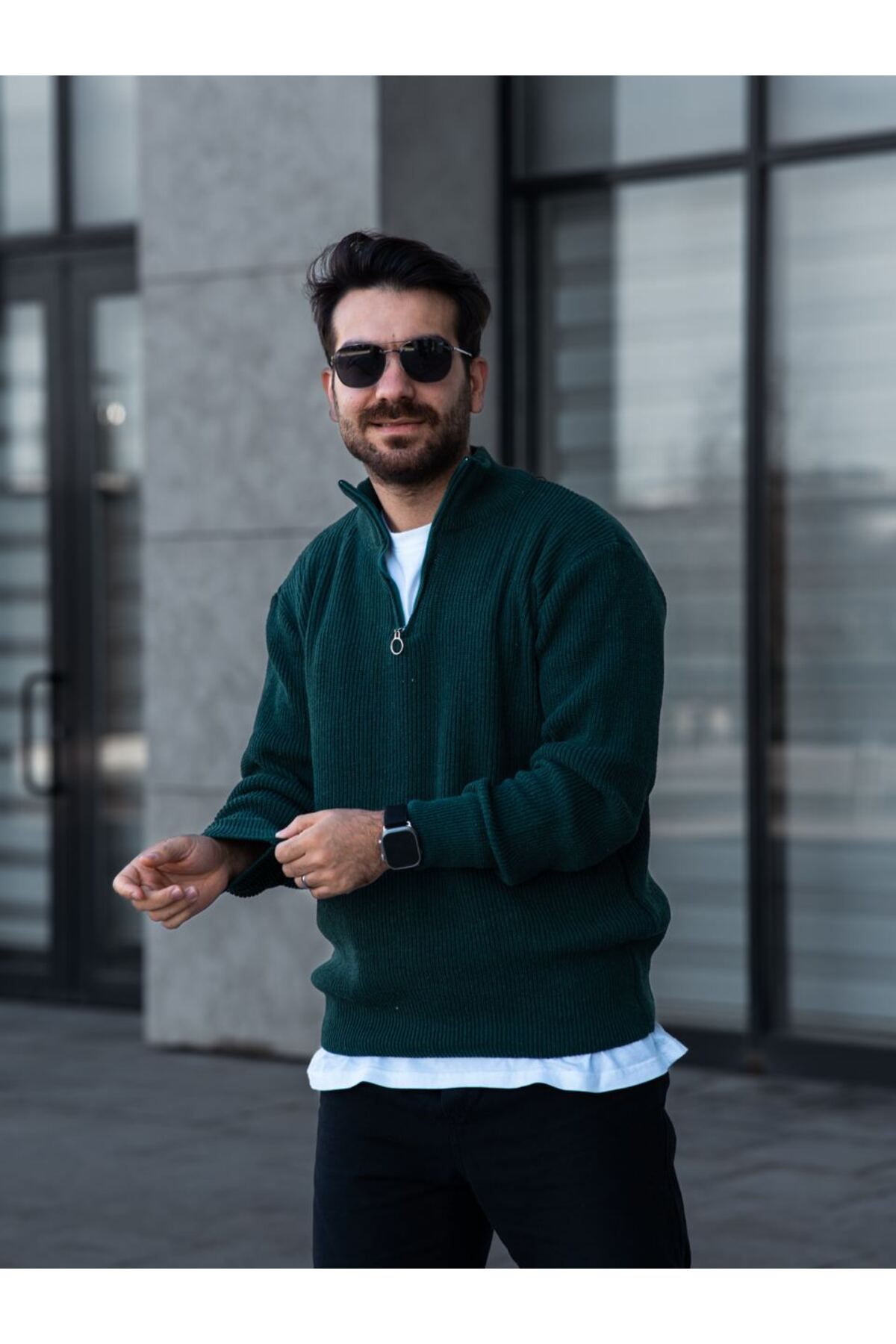 Dark green sweater mens outfit sales