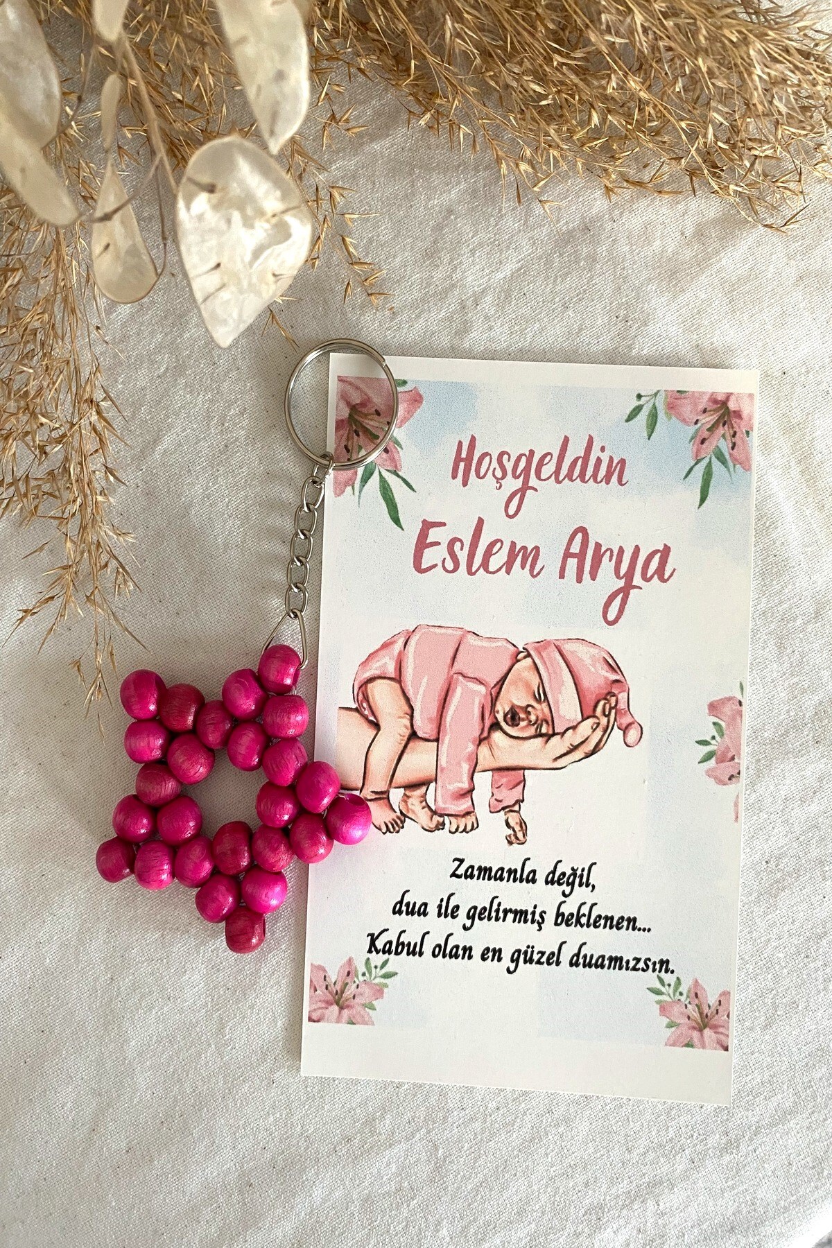 50 Pcs Pink Baby Concept Card Keychain - Baby Gift - +10Color