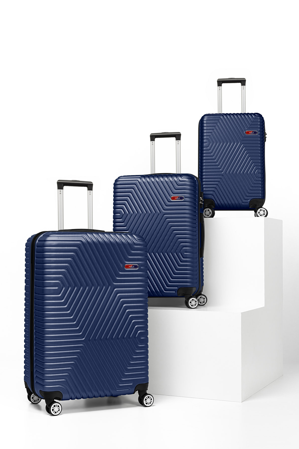G&D Polo Suitcase Abs 3'lü Lacivert Lüx Valiz Seyahat Seti 600.04