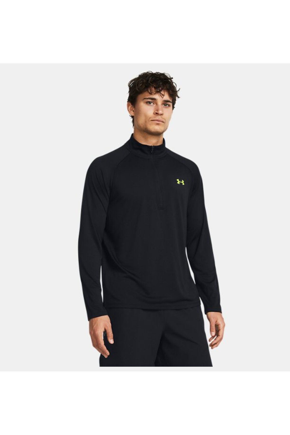 تی شرت ورزشی مشکی مردانه UA Tech ™ ½ زیپ با آستین بلند 1328495 006 Under Armour