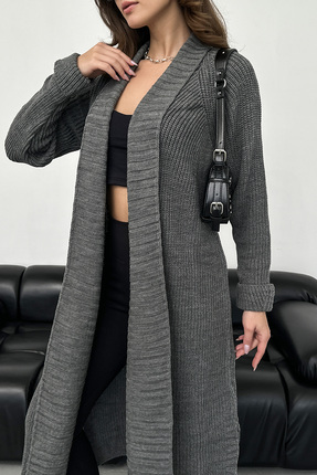 Nosia Şal Yaka Model Kuşaklı Uzun Triko Hırka