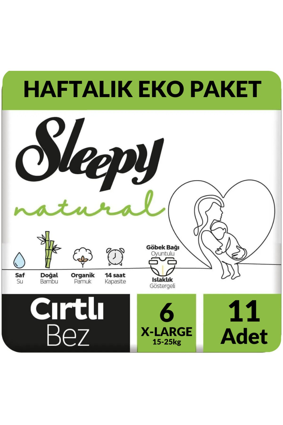 Пакет Sleepy Natural Economic Opportunity Еженедельные детские подгузники Размер 6 X-Large 11 шт. / Подгузники Sleepy Baby 38821