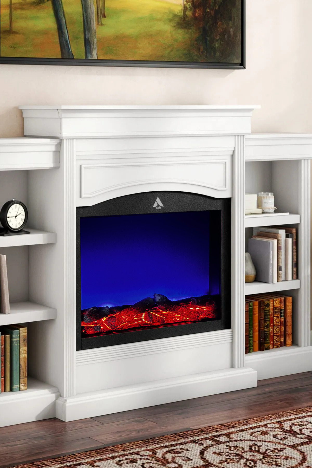 ARİF Dekoratif Elektrikli Yapay Şömine -50x50 Cm - Odun Görünümlü, Kumandalı,