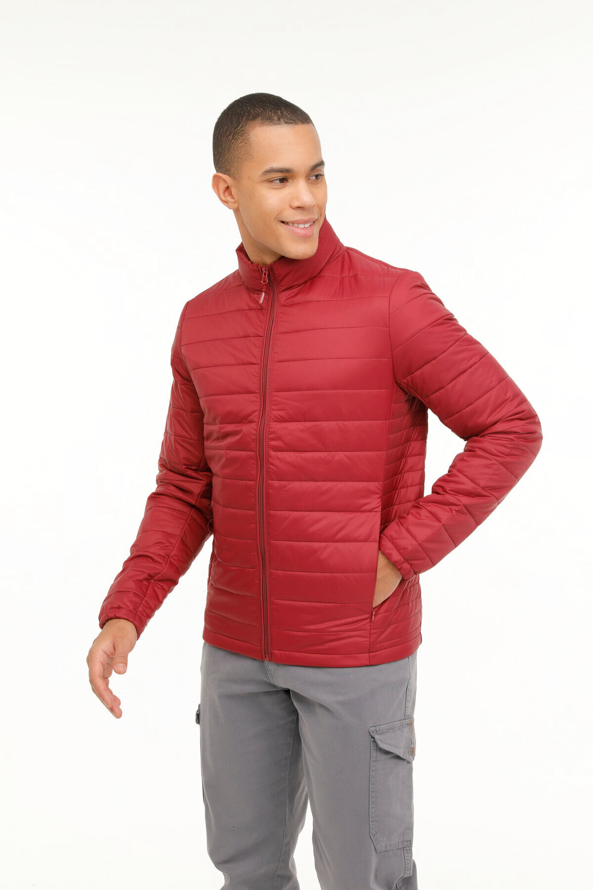 کاپشن مردانه بورگوندی Kinetix | MB BASIC PADDED COAT 3PR اورجینال - تصویر 5