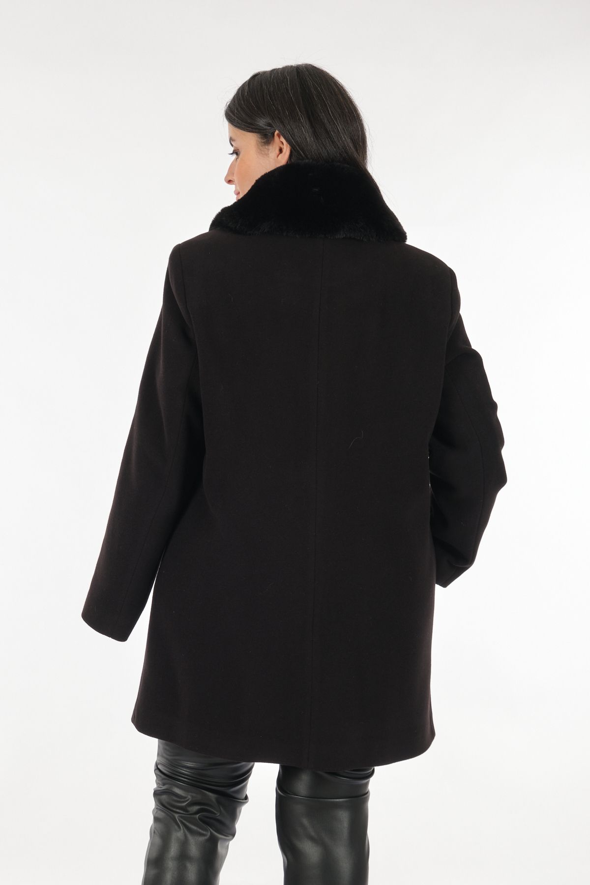 SEDNA Plus Size Coat Black Regular fit Trendyol