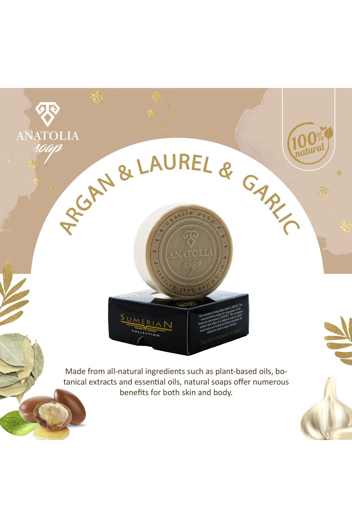 Anatolia Soap-Sumerian Laurel Remove Hair Loss with Argan Garlic Soap 3