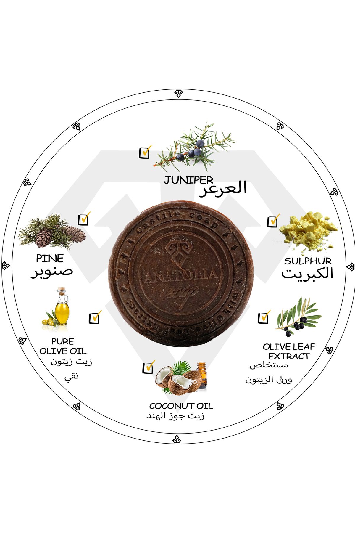 صابون جامد با گوگرد درخت عرعر Anatolia Soap