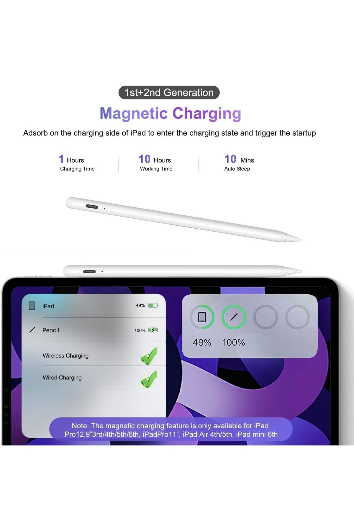 m.tk moveteck-iPad 10.9 10th Generation Compatible Palm Rejection Touch Special Drawing and Writing Pen MPQ03TU/A-MPQ13TU 4