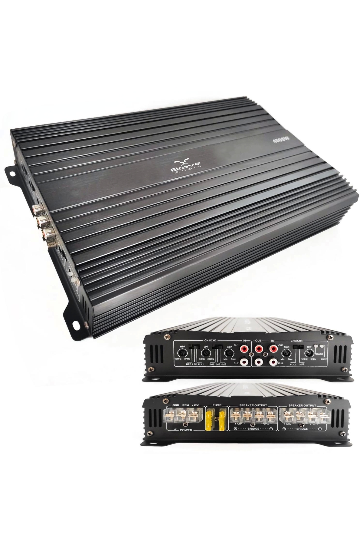 Genel Markalar AZTECH STEREO OTO AMFİ 4000W 4 KANAL BRAVE BR-7804