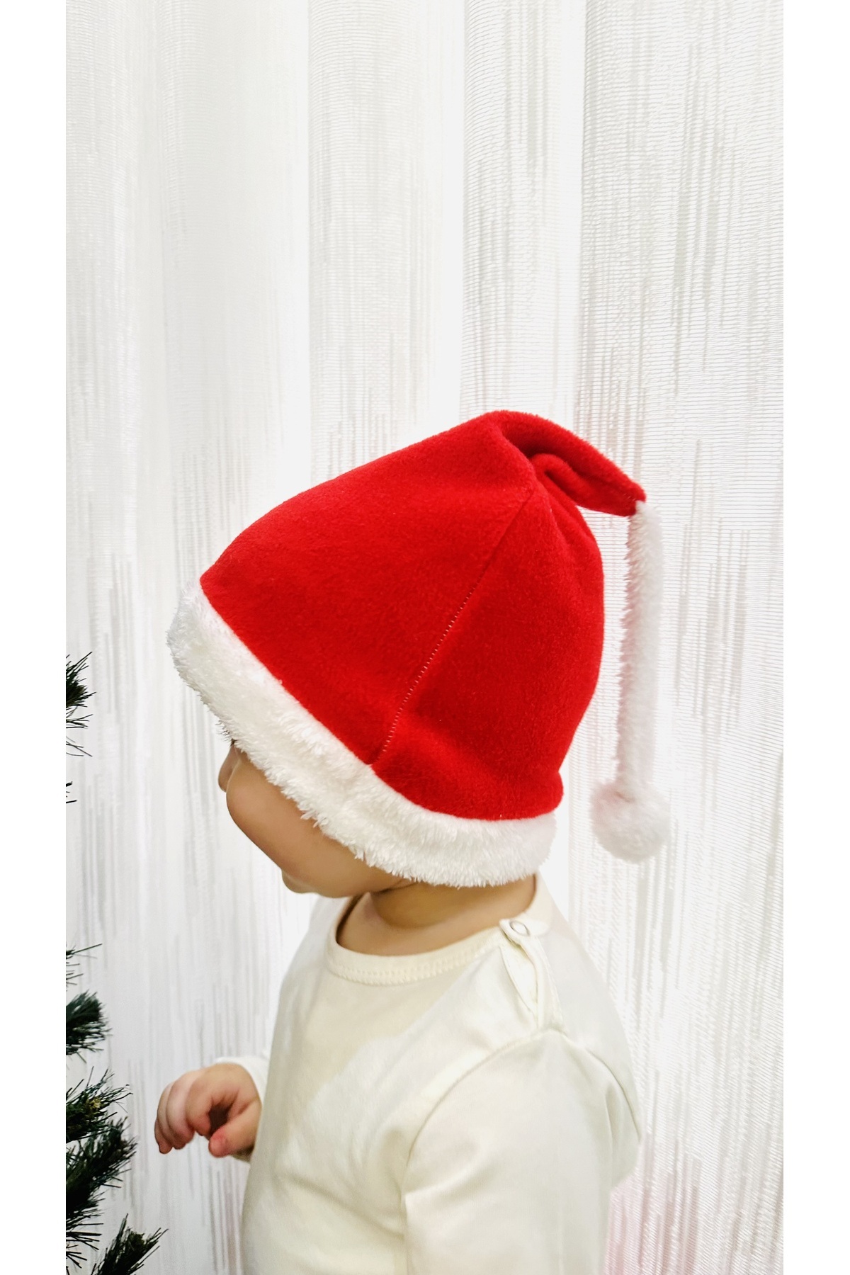TD Collection Bebek Noel Şapkası - Yılbaşı Şapkası - Polar Yıl Başı Şapkası - Noel Baba Şapkası Bebek Ebat fotoğrafı 2 (önizleme)