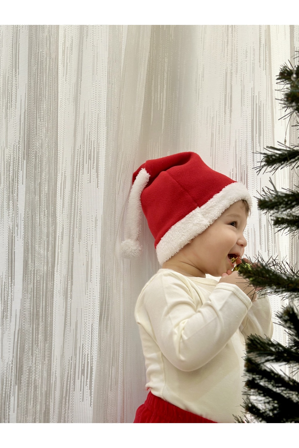 TD Collection Bebek Noel Şapkası - Yılbaşı Şapkası - Polar Yıl Başı Şapkası - Noel Baba Şapkası Bebek Ebat fotoğrafı 4 (önizleme)