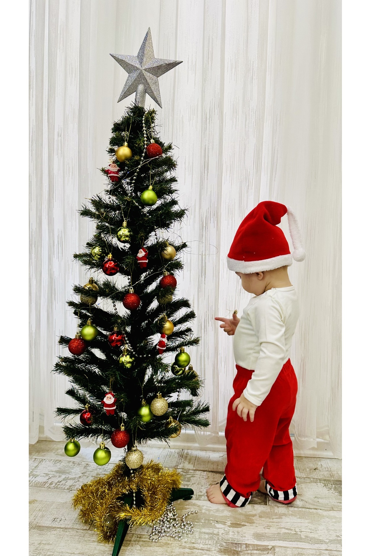 TD Collection Bebek Noel Şapkası - Yılbaşı Şapkası - Polar Yıl Başı Şapkası - Noel Baba Şapkası Bebek Ebat fotoğrafı 7 (önizleme)