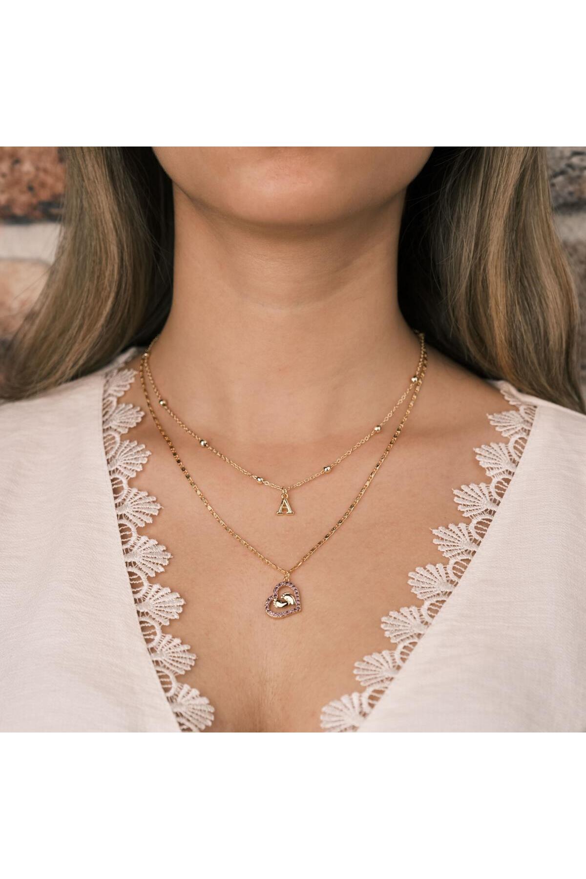 Eye-catching Purple Zircon Gemstone Heart Inside First Step Necklace - A Loving Gift