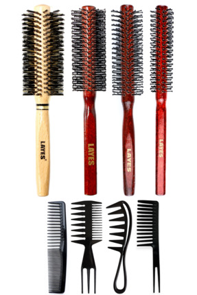 Layes Professional 4’lü Erkek Tarama Fön Fırça Serisi + 4’lü Şekillendirici T...