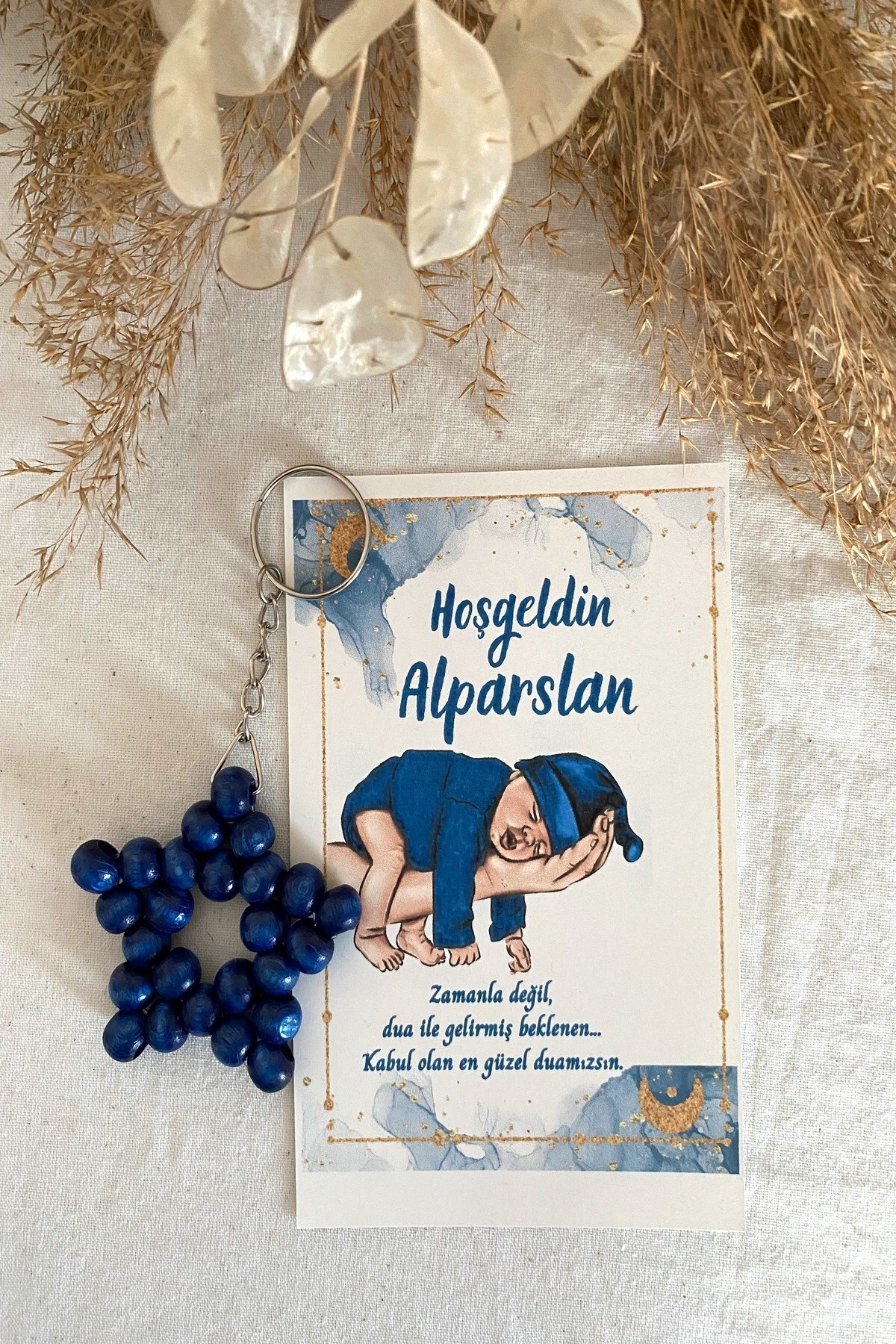 50 Pcs Navy Blue Baby Concept Card Keychain - Baby Gift - +10Color