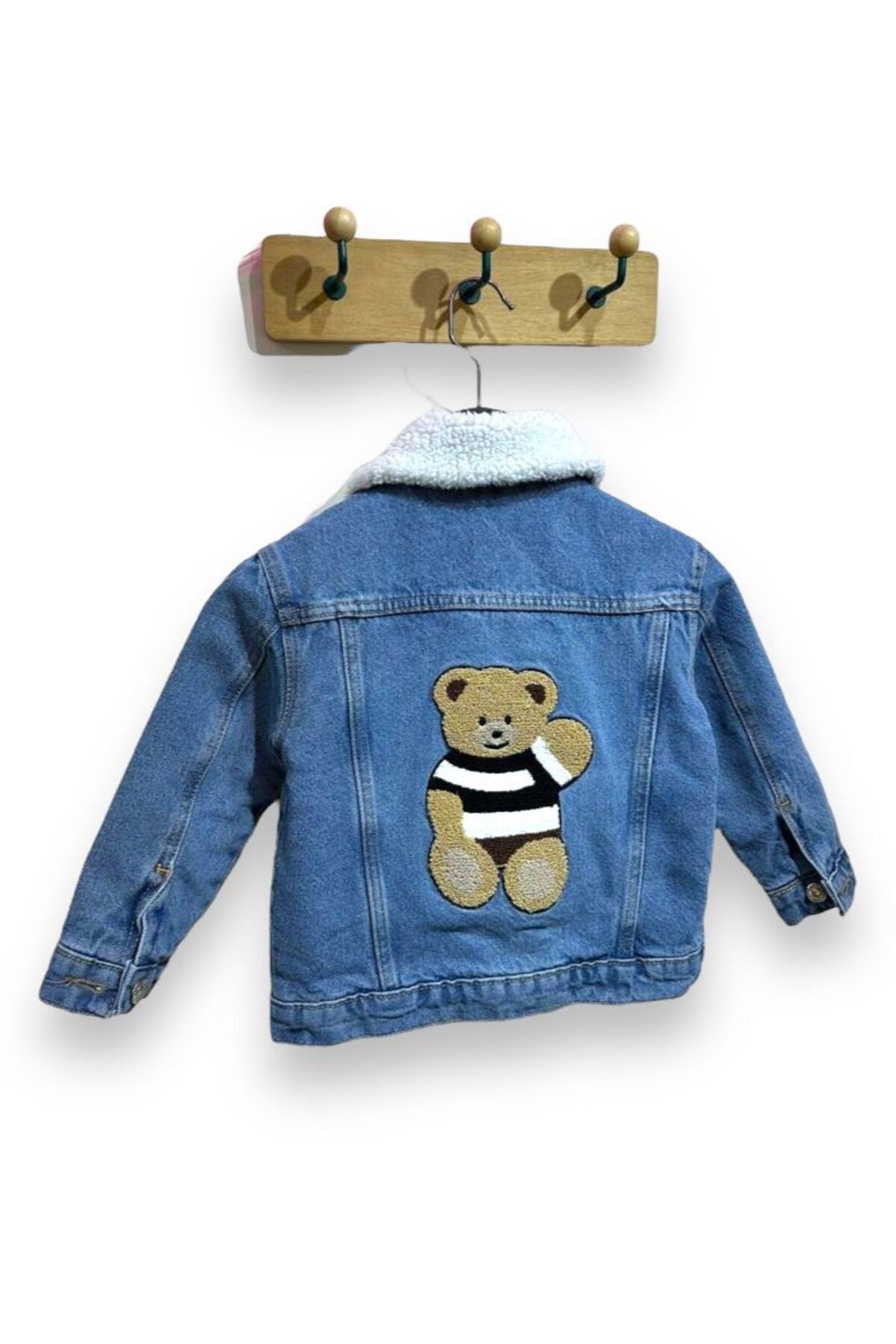 Pink Hippo Kids Unisex Children s Denim Jacket with Fur Collar and