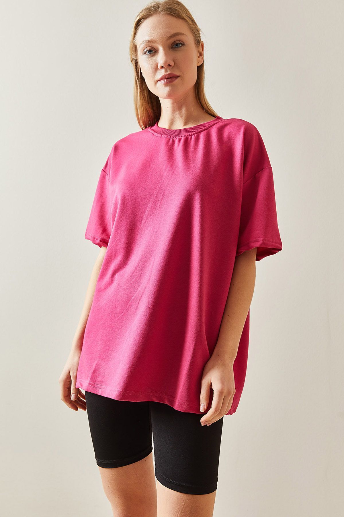 XHAN-Μπλουζάκι Fuchsia Oversize Basic 3YXK1-47087-07 3