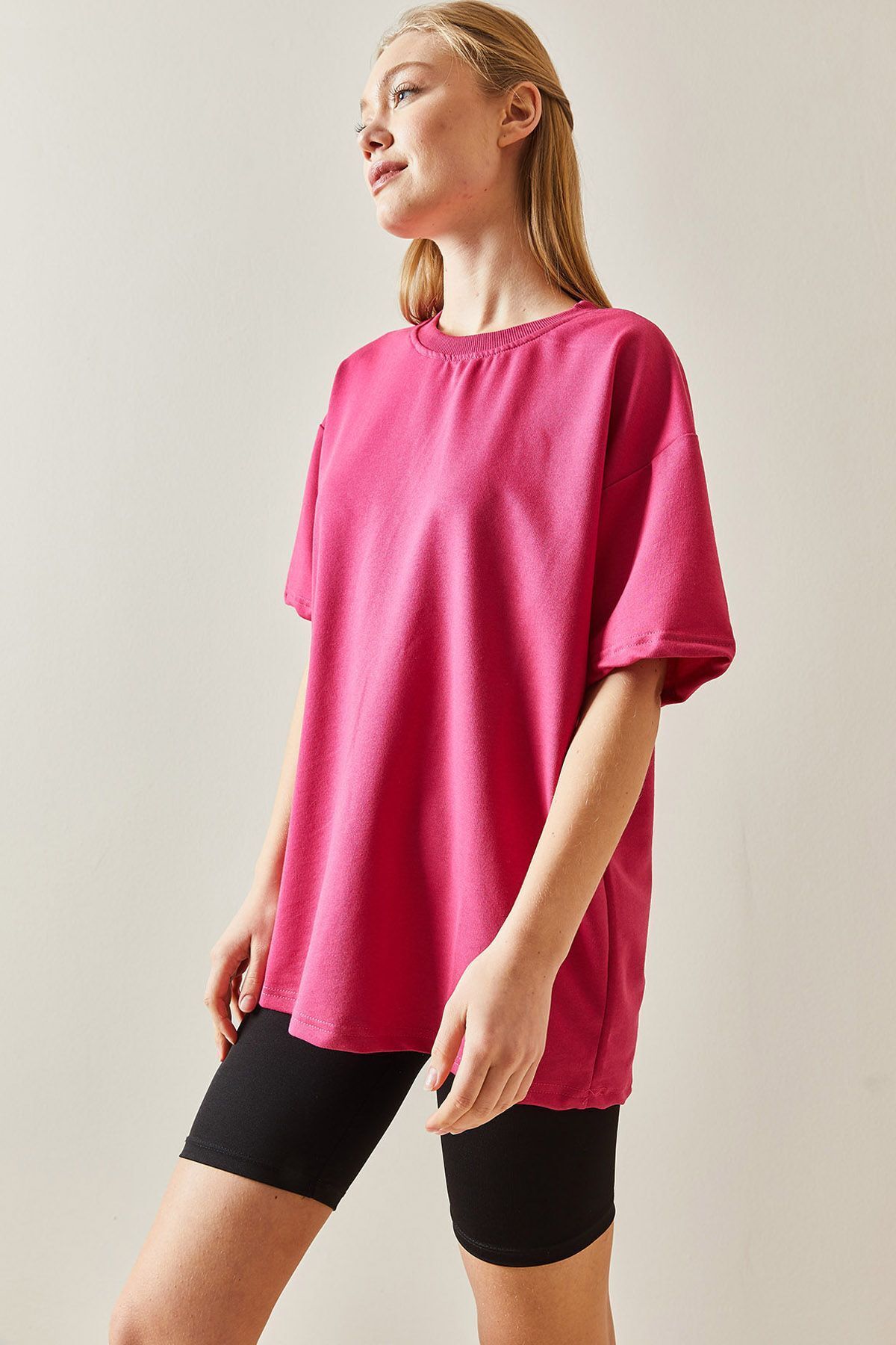 XHAN-Μπλουζάκι Fuchsia Oversize Basic 3YXK1-47087-07 4