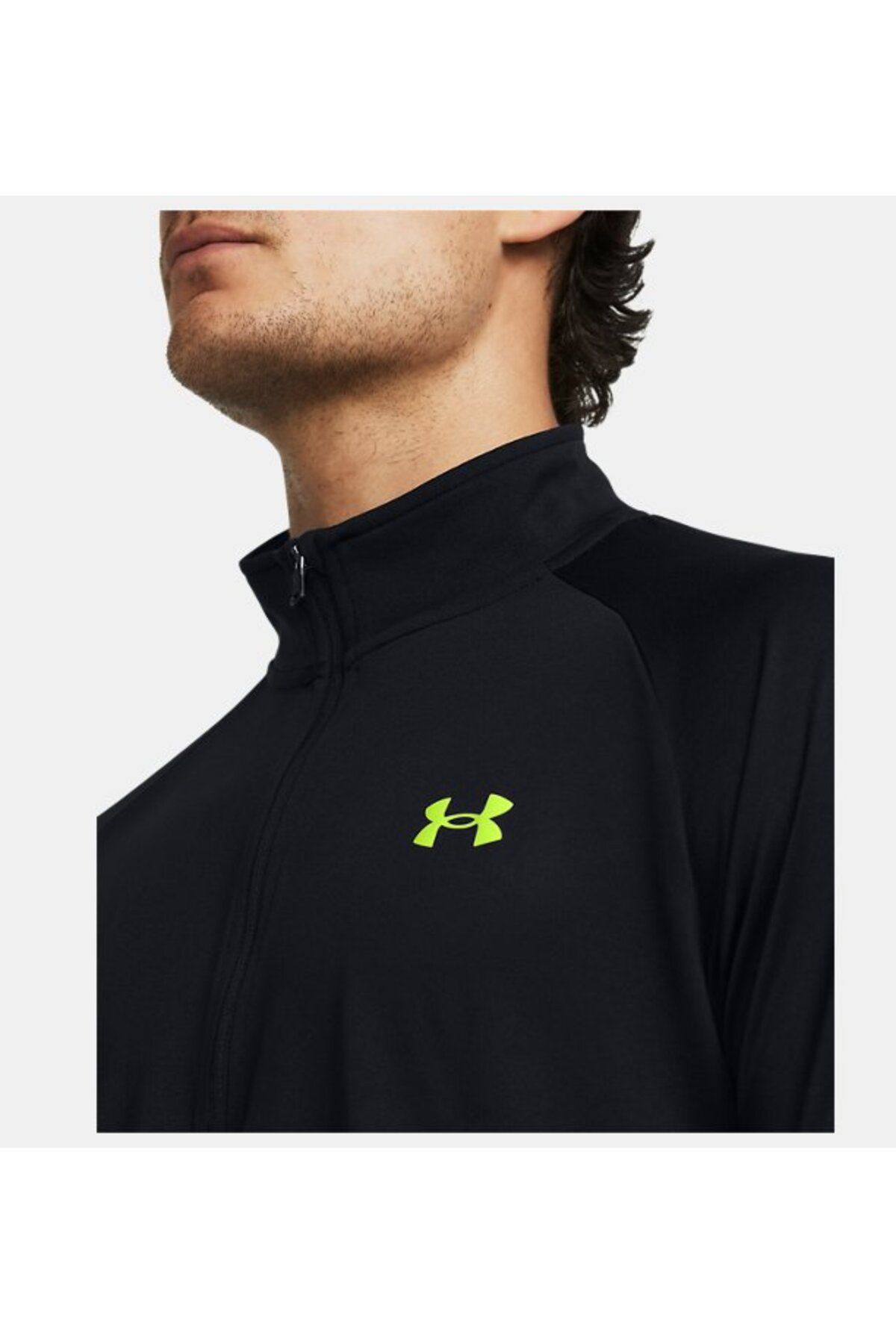 تی شرت ورزشی مشکی مردانه UA Tech ™ ½ زیپ با آستین بلند 1328495 006 Under Armour