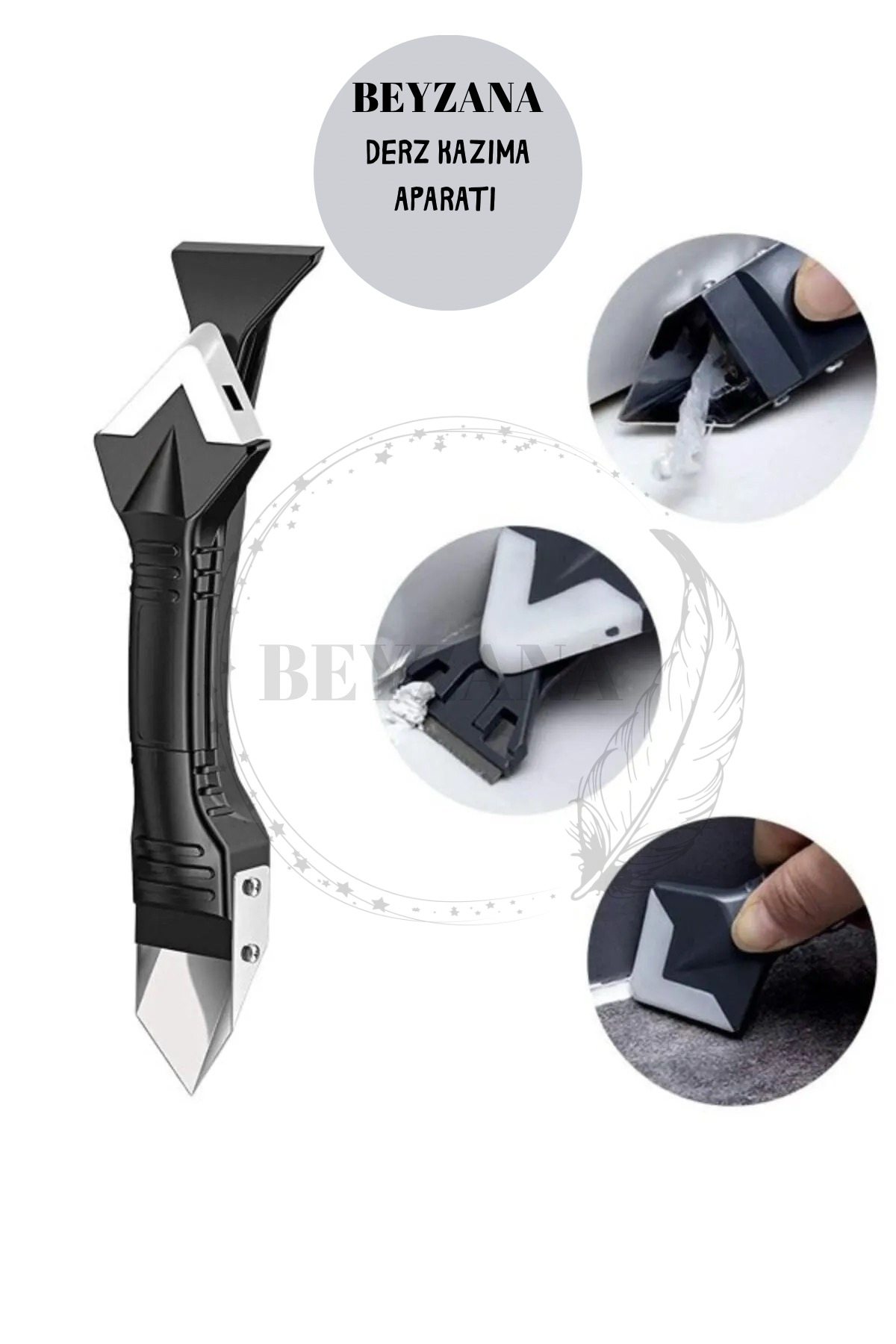 BEYZANA Fayans Derz Dolgu Silikon Kazıyıcı Sıyırıcı Ve Uygulayıcı 3 Ü 1 Arada Aparat