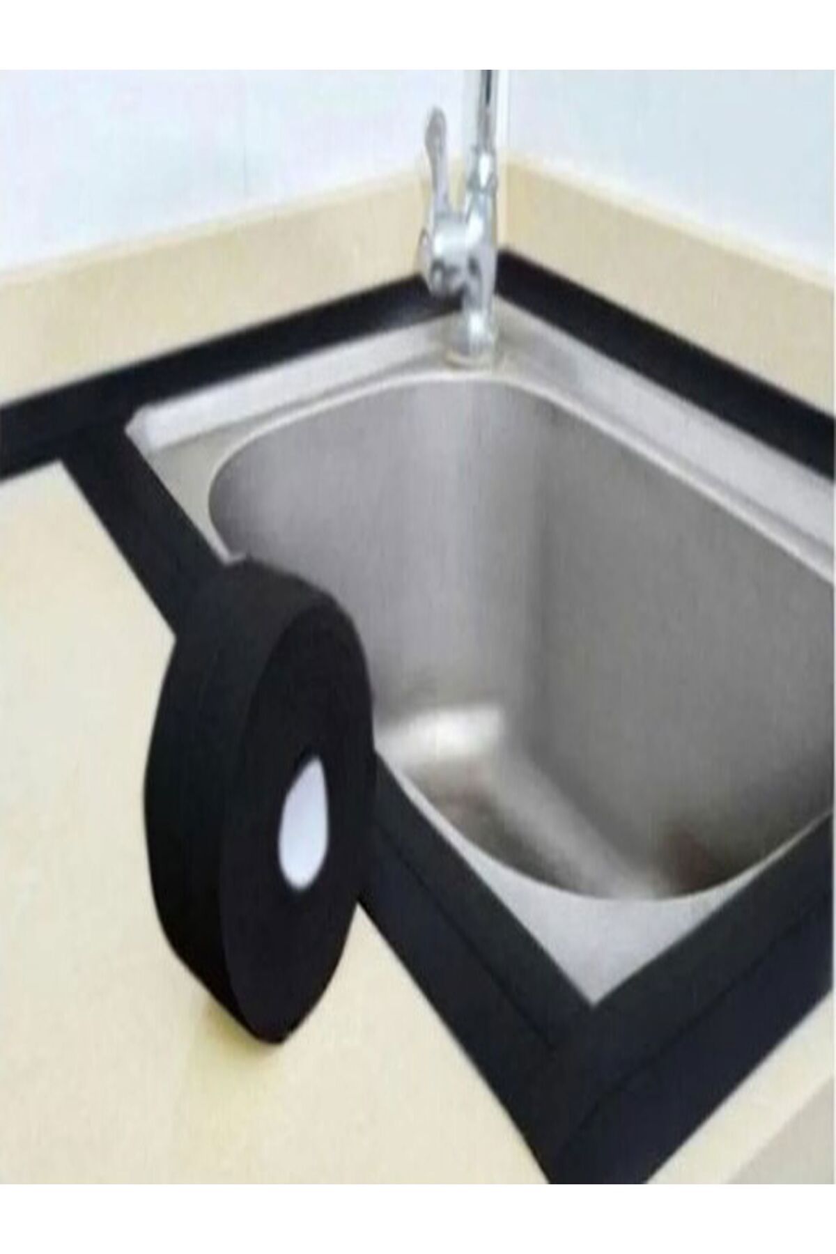 Siyah Su Sızdırmaz Bant Mutfak Lavabo Duvar Bandı 3.2 M