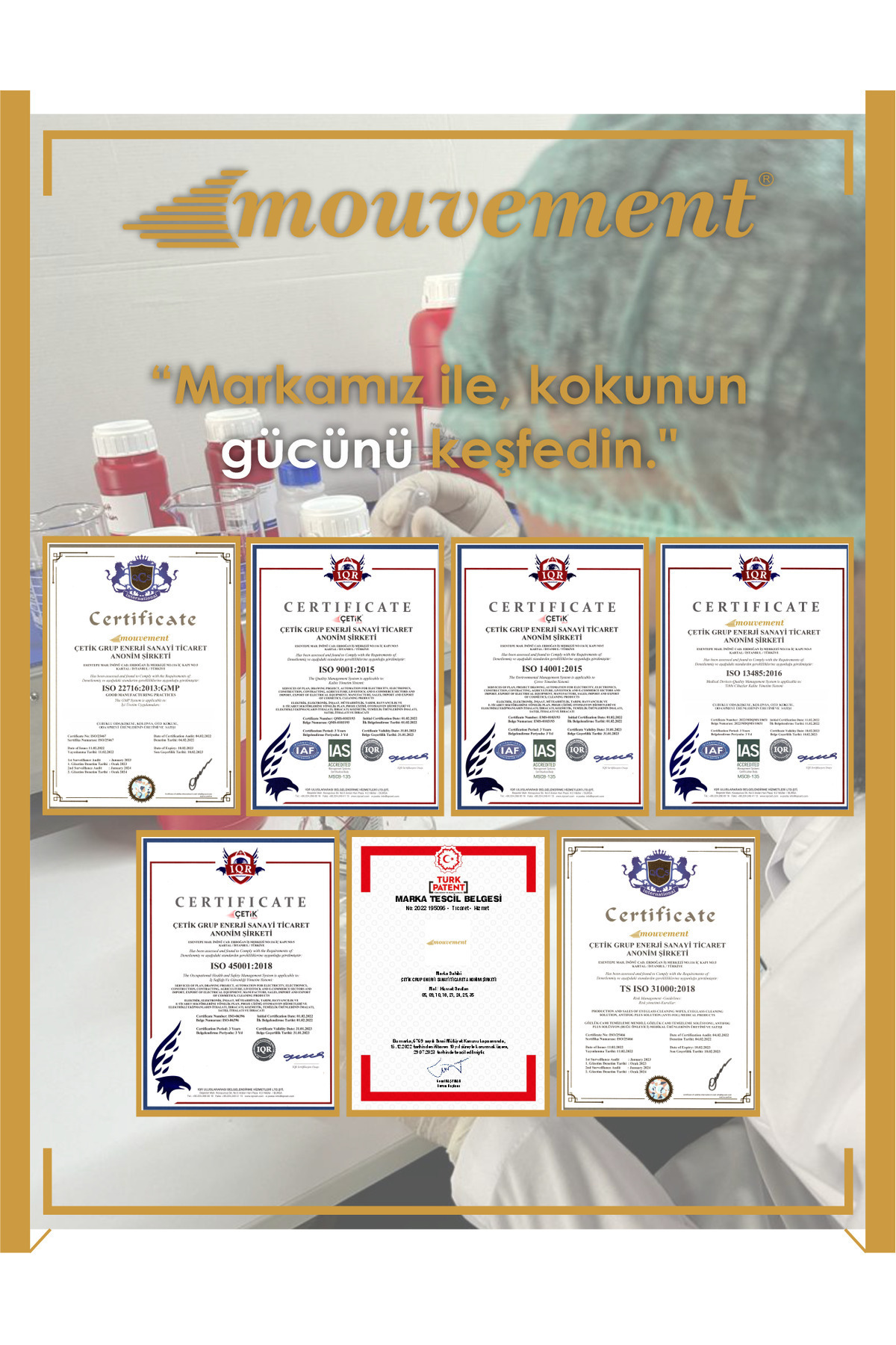 MOUVEMENT 80 Adet - Kolonyalı Islak Mendil - Platinium Sêries D'or fotoğrafı 3 (önizleme)