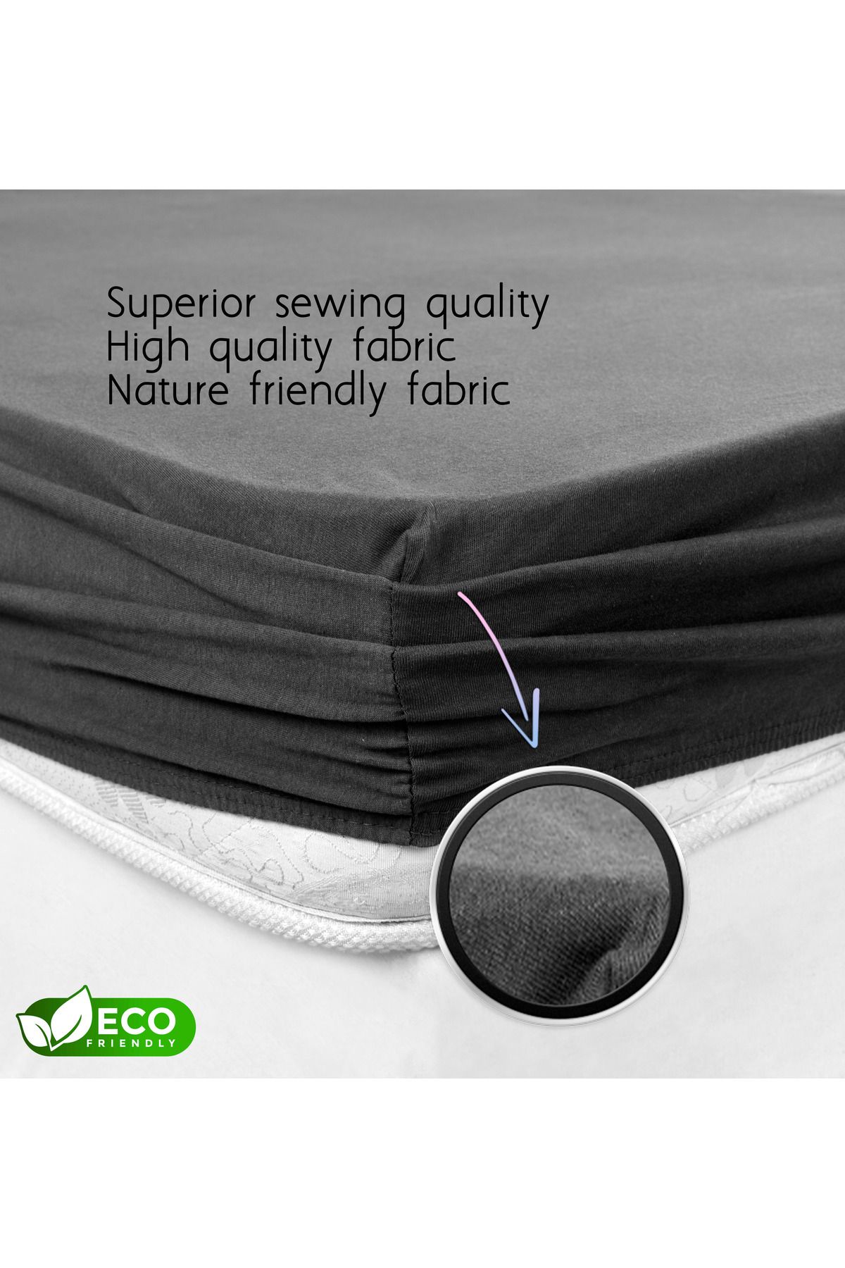 ATACA TEKSTİL-Double Elastic Sheet Quality Fabric 100% Cotton, Sheet Cover Set, Breathable Fabric 180x200 4