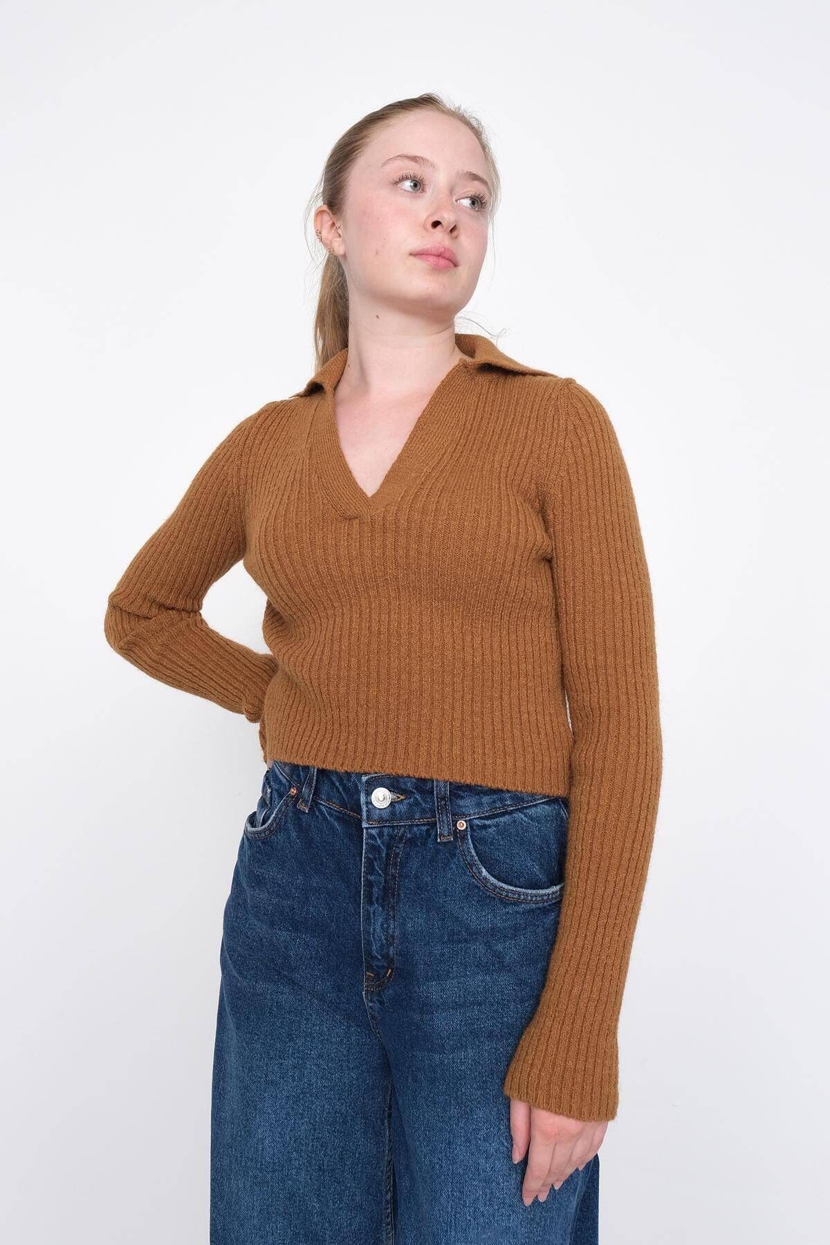 Addax-Collared Basic Sweater K3290-e5 3