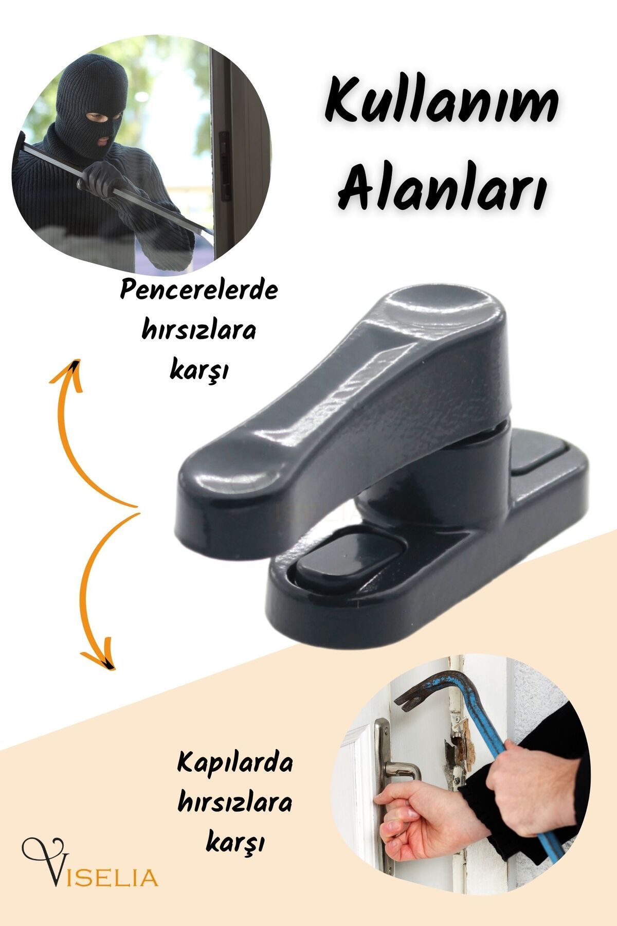 Viselia-Anthracite Window Safety Lock Pimapen Window Lock Security Lock 3 Pcs 7