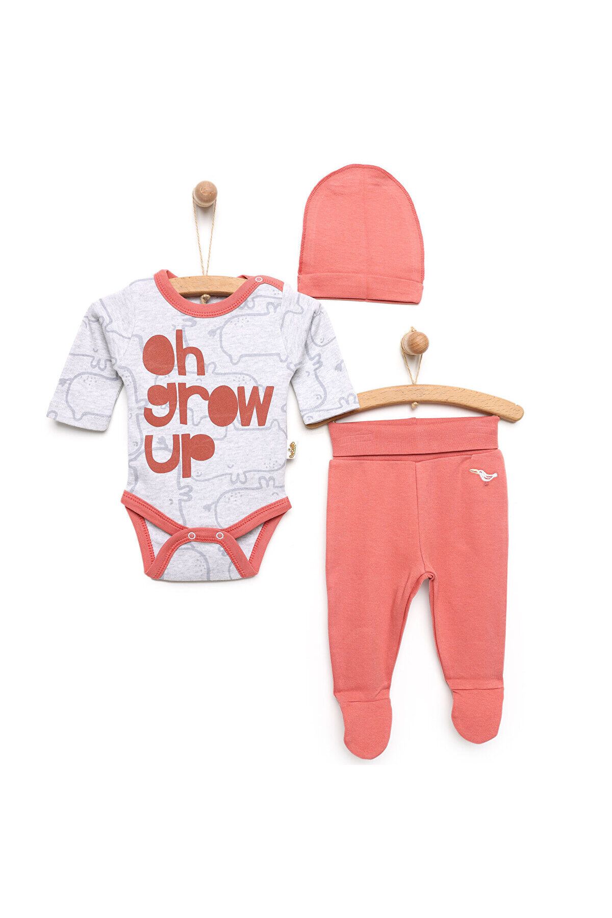 Bebetto Yenidoğan Organic Little Guy Body-Patikli Alt-Şapka 3lü Set Erkek Bebe