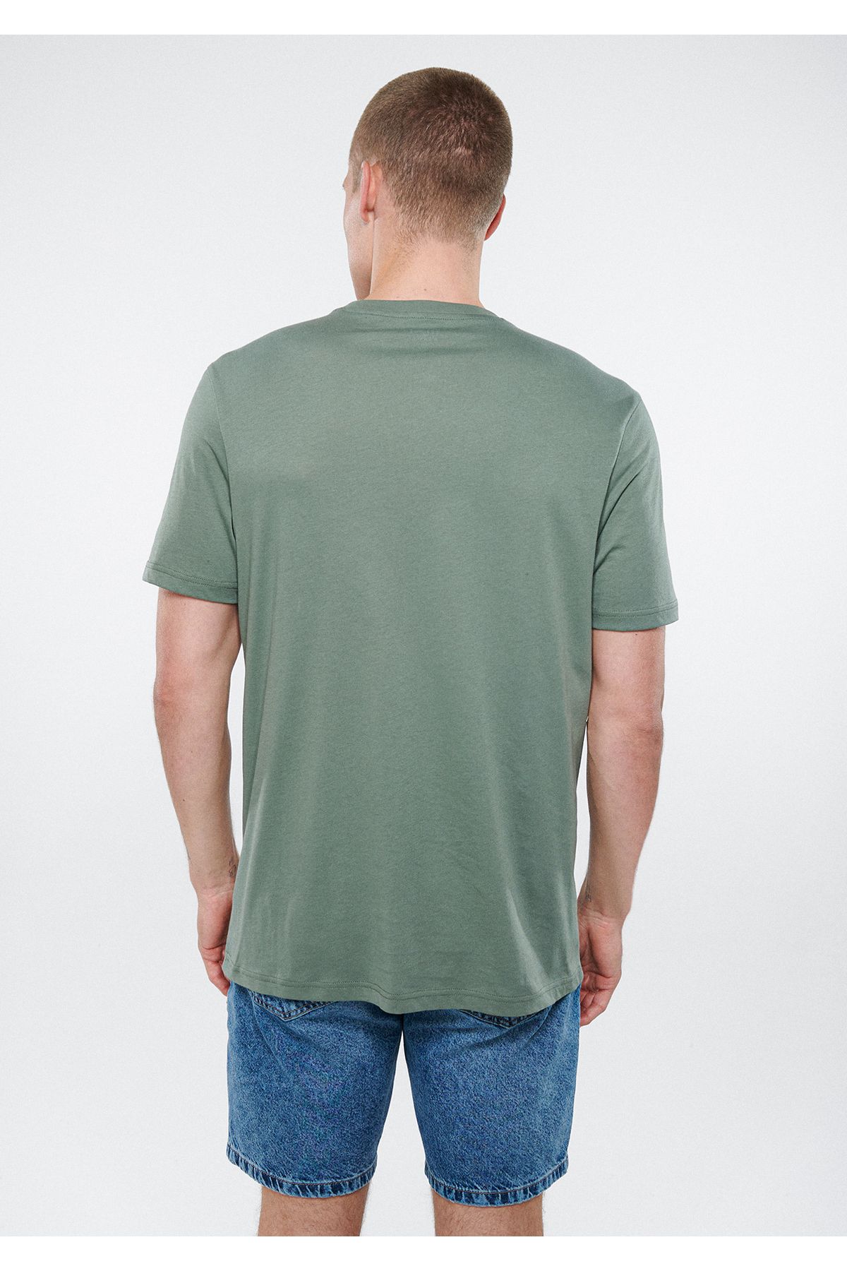 Mavi آرم چاپ شده تی شرت خاکی معمولی / کلاس عادی 0610309-80692