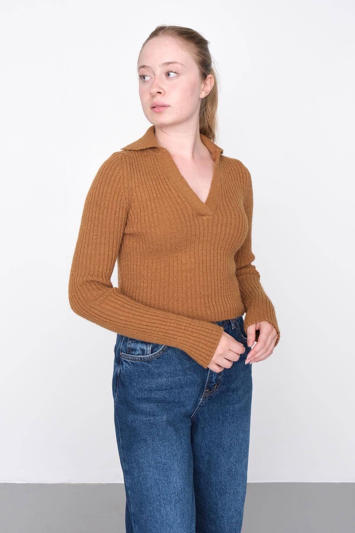Addax-Collared Basic Sweater K3290-e5 2