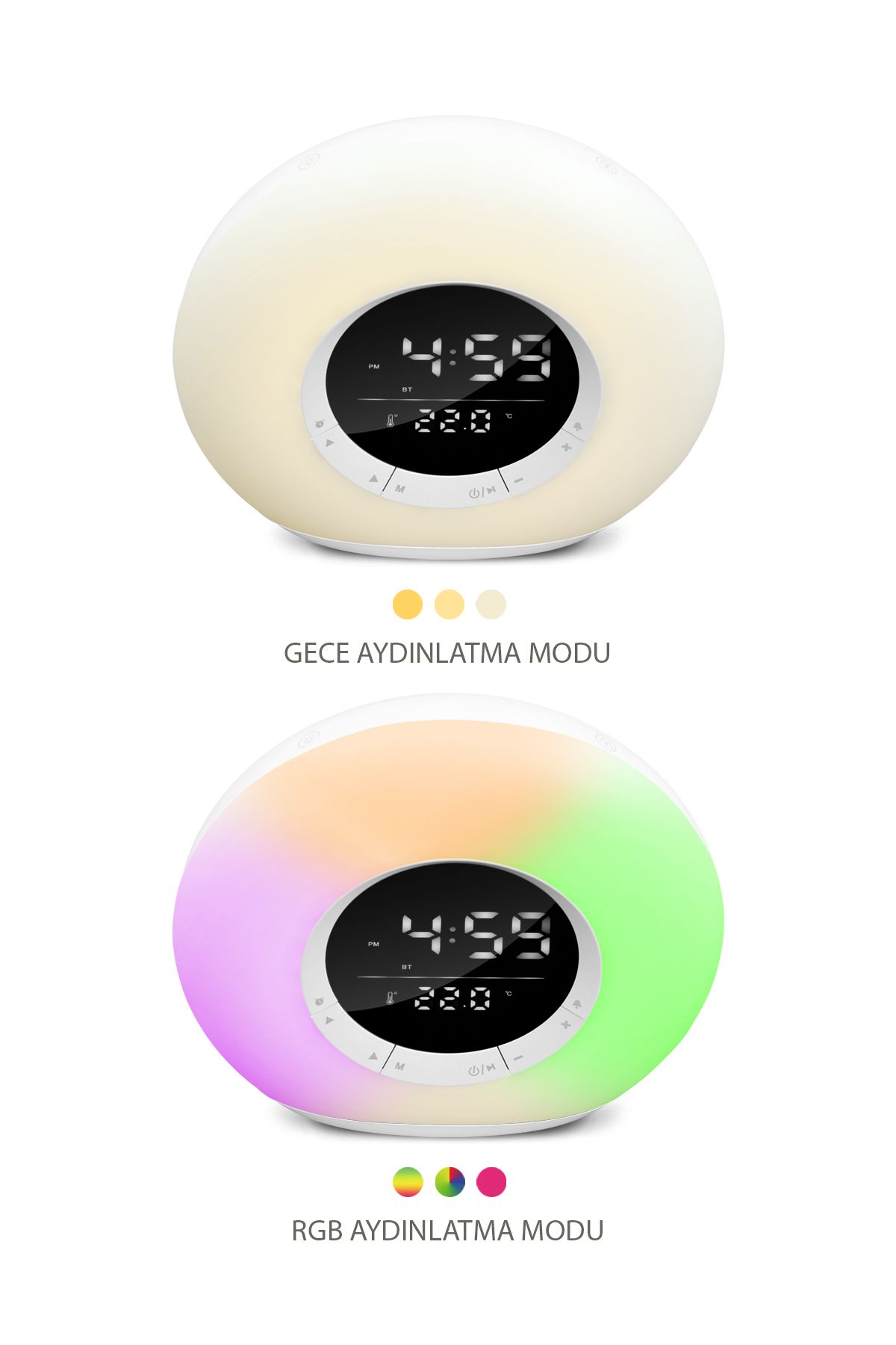 Saat Alarm Usb Aux Müzik Çalar Radyo Gece Lambası Taşınabilir Space Bluetooth Hoparlör
