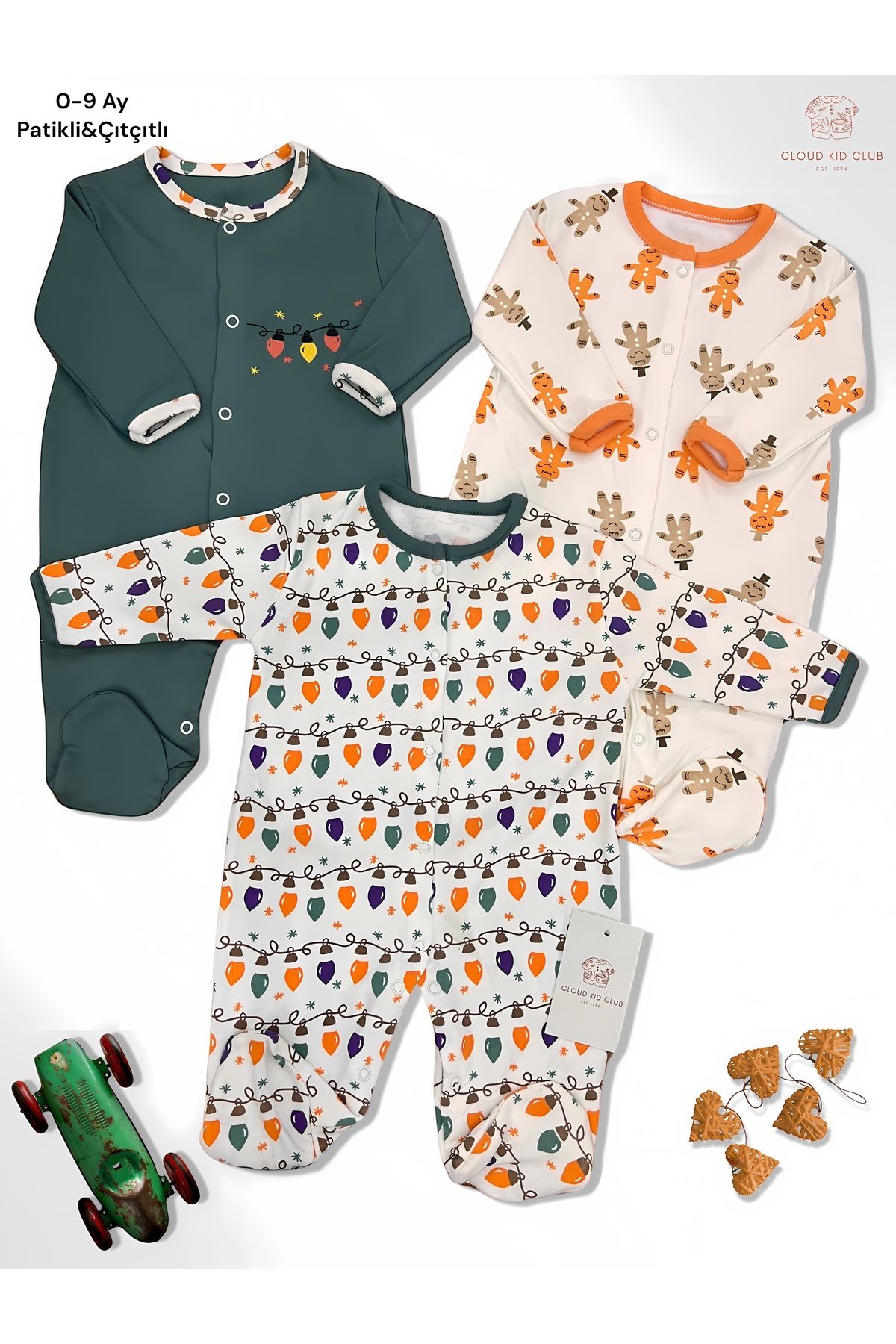 cloudkidclub Sweet Cookie 100 Natural Cotton 3 Piece Baby