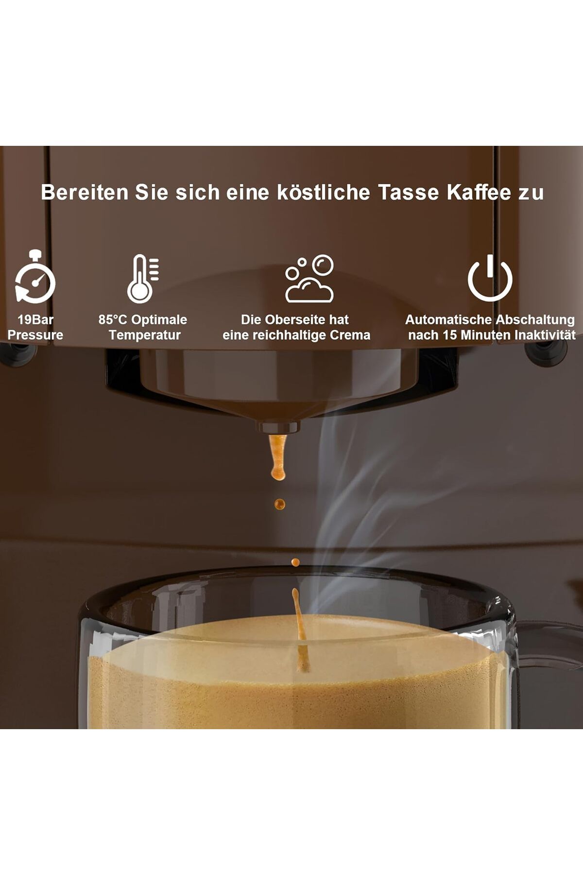 Espresso kahve makinesi, 4'ü 1 arada kahve makinesi, Nespresso orijinal/Dolce Gusto/un/ESE kapsül - 3