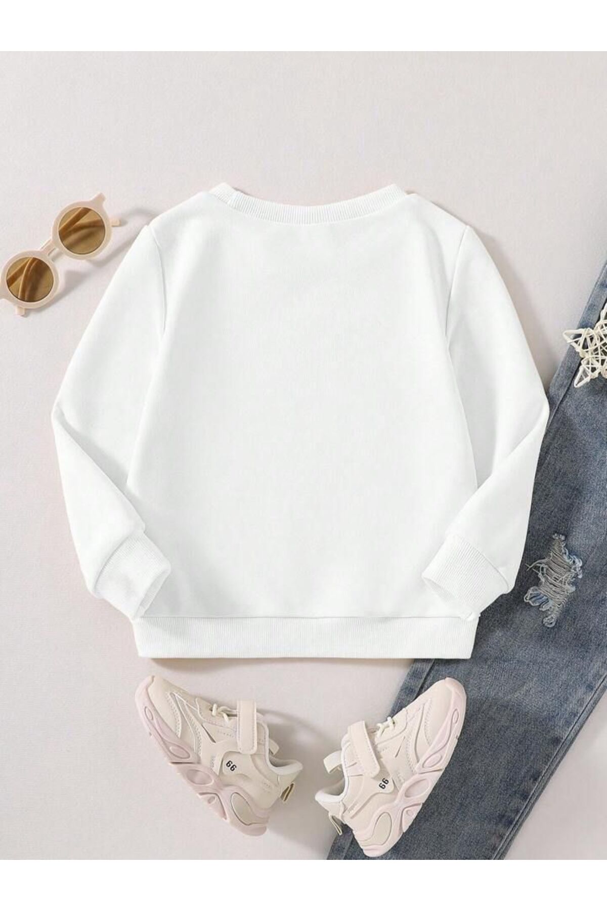 MORNİNG KİDS Kız Çocuk Beyaz Bisiklet Yaka Çiçekli Bisiklet Baskılı Sweatshirt fotoğrafı 2 (önizleme)