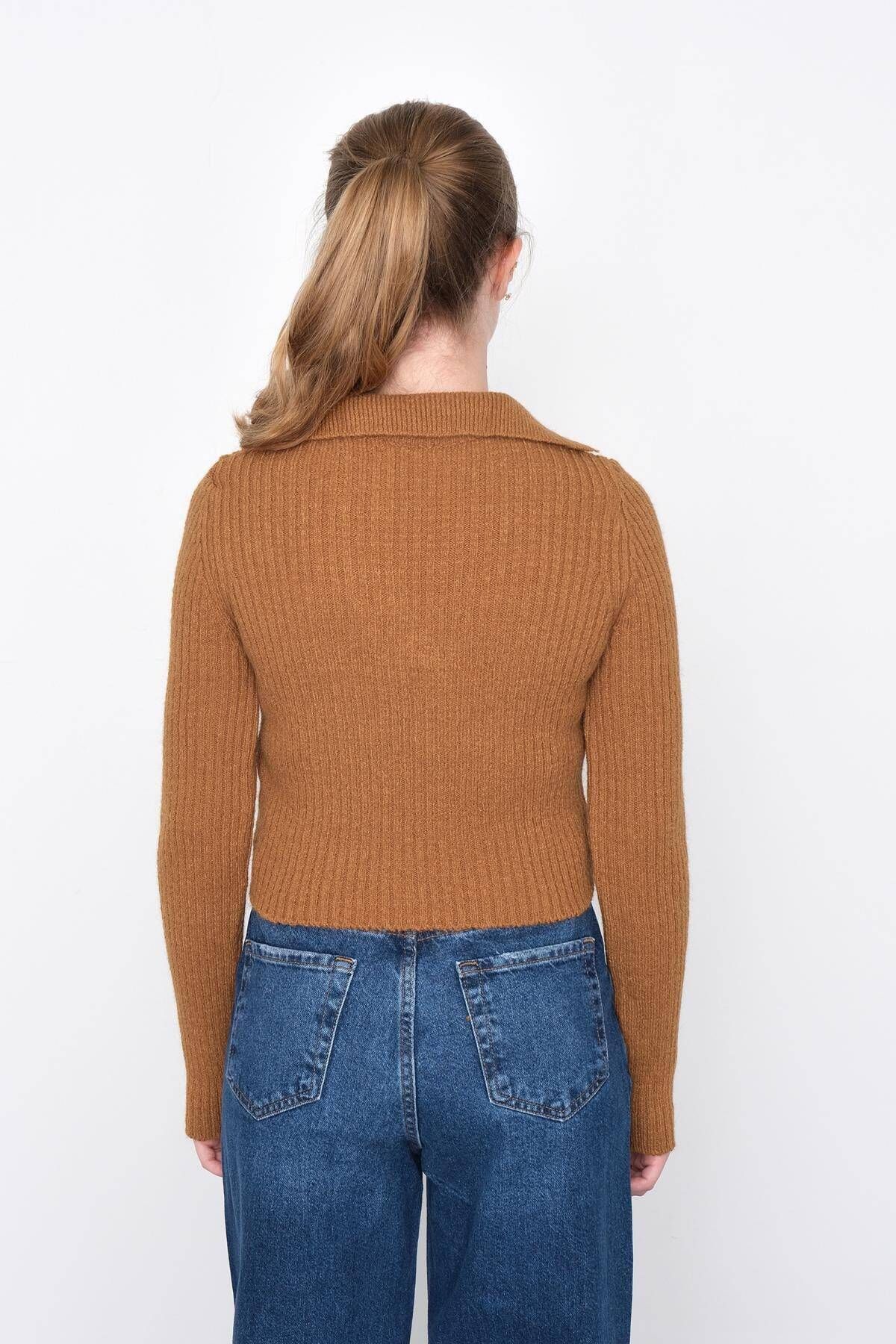 Addax-Collared Basic Sweater K3290-e5 5