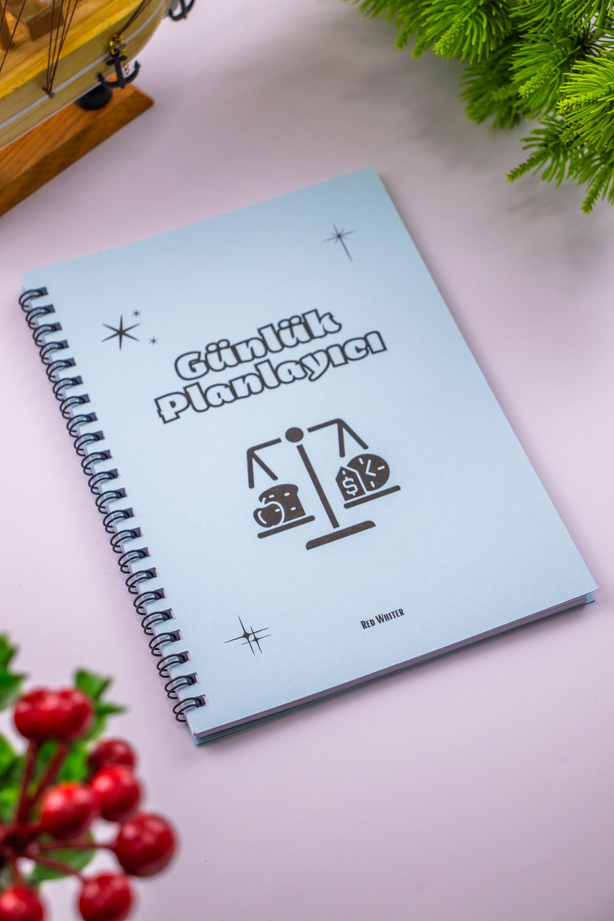 Red Whiter-Planificator zilnic Business Tracker Notepad A5 Notebook cu copertă albastră 1